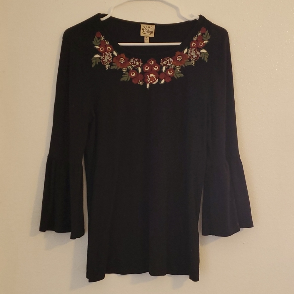 Black Floral Blouse